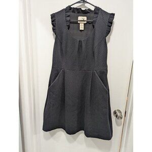 Anthropologie Tabitha 12 Black Textured Knit Sheath Dress Career Casual EXC!